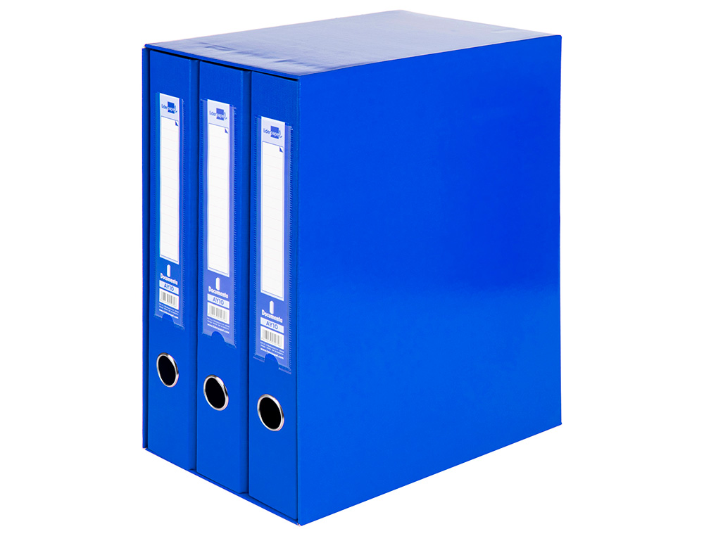 MODULO DE 3 PASTAS DE ARQUIVO LIDERPAPEL 2 ANEIS FOLIO LOMBADA 60 MM AZUL