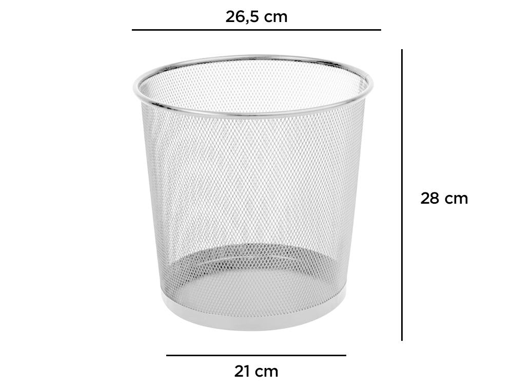 CESTO DE PAPEIS Q-CONNECT DE REDE METALICO PRATA CAPACIDADE 13 LITROS 28X26,5 CM