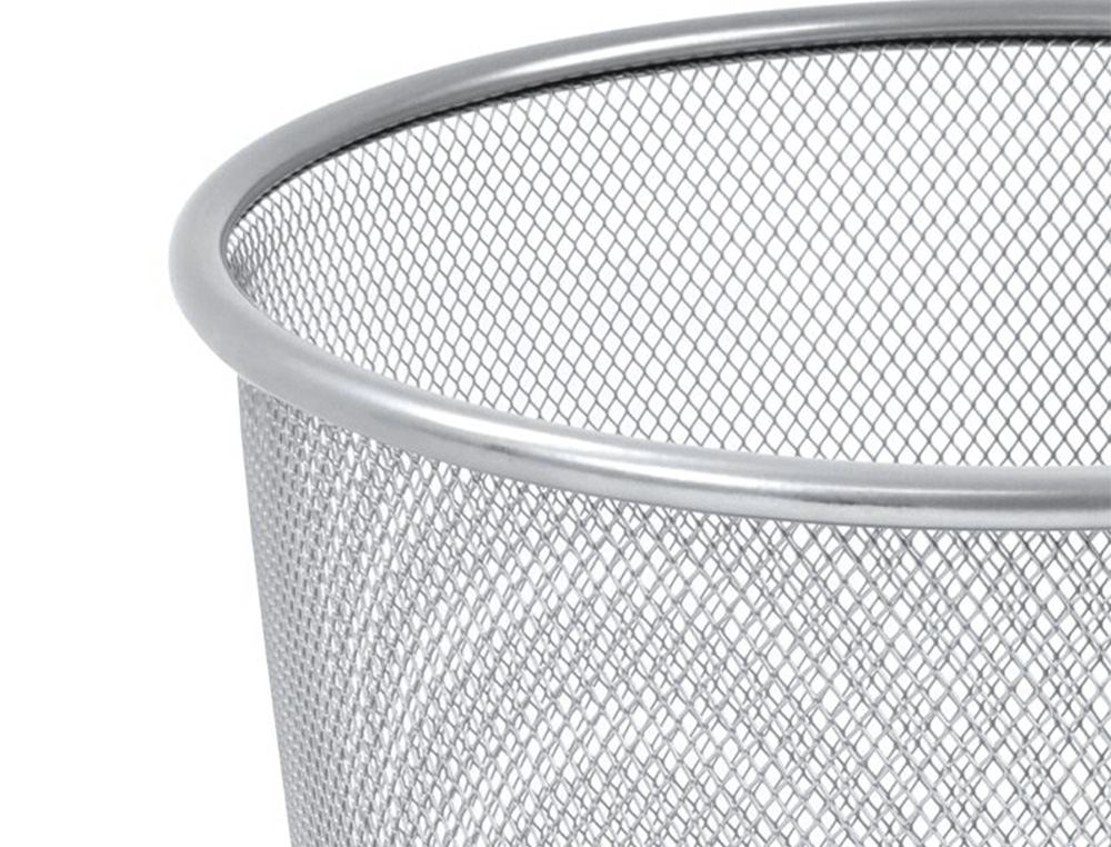 CESTO DE PAPEIS Q-CONNECT DE REDE METALICO PRATA CAPACIDADE 13 LITROS 28X26,5 CM