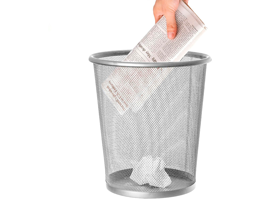 CESTO DE PAPEIS Q-CONNECT DE REDE METALICO PRATA CAPACIDADE 13 LITROS 28X26,5 CM