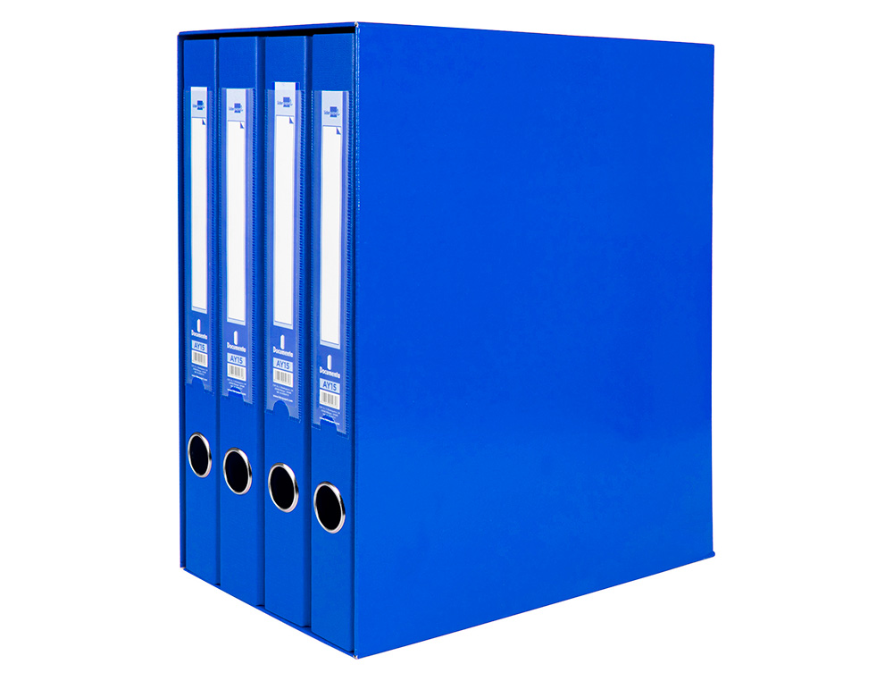 MODULO DE 4 PASTAS DE ARQUIVO LIDERPAPEL 2 ANEIS FOLIO LOMBADA 35 MM AZUL