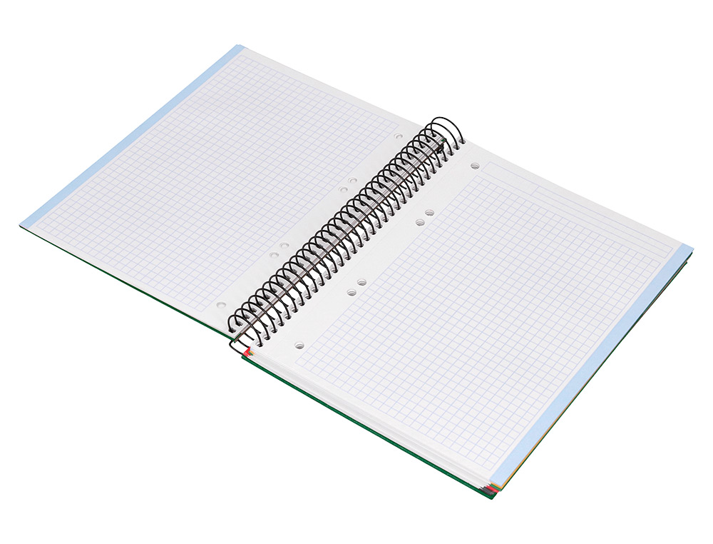 CADERNO ESPIRAL LIDERPAPEL A5 MICRO PAPERCOAT CAPA FORRADA 140 F 75 GR QUADRICULA 5MM 5 BANDAS 6 FUROS VERDE