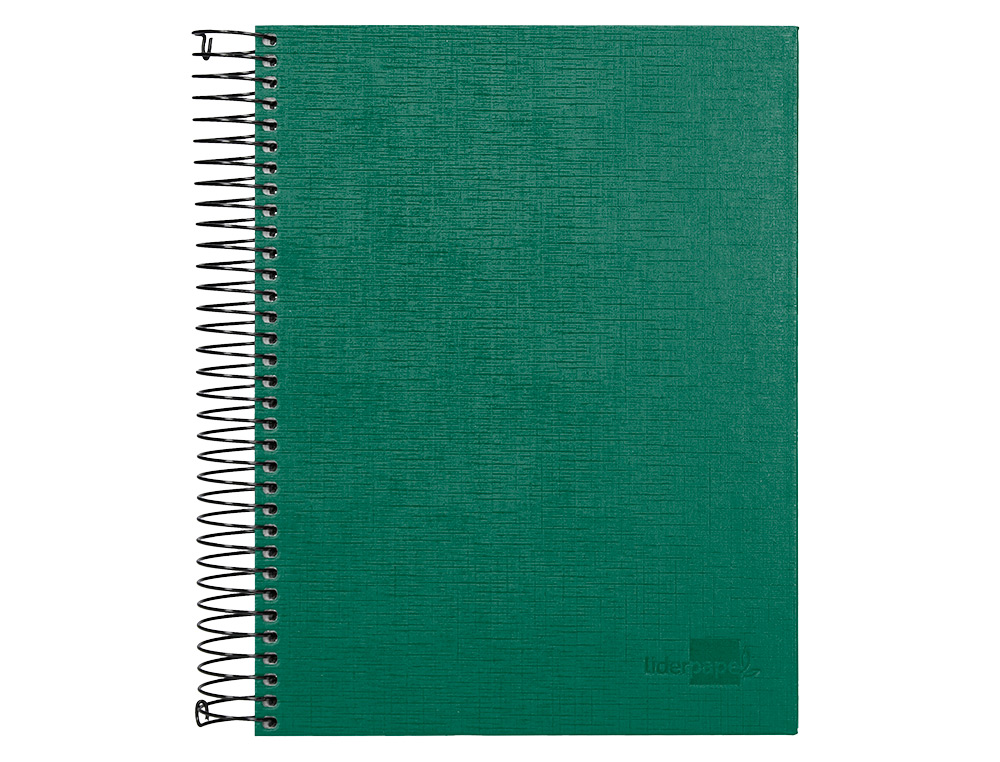 CADERNO ESPIRAL LIDERPAPEL A5 MICRO PAPERCOAT CAPA FORRADA 140 F 75 GR QUADRICULA 5MM 5 BANDAS 6 FUROS VERDE