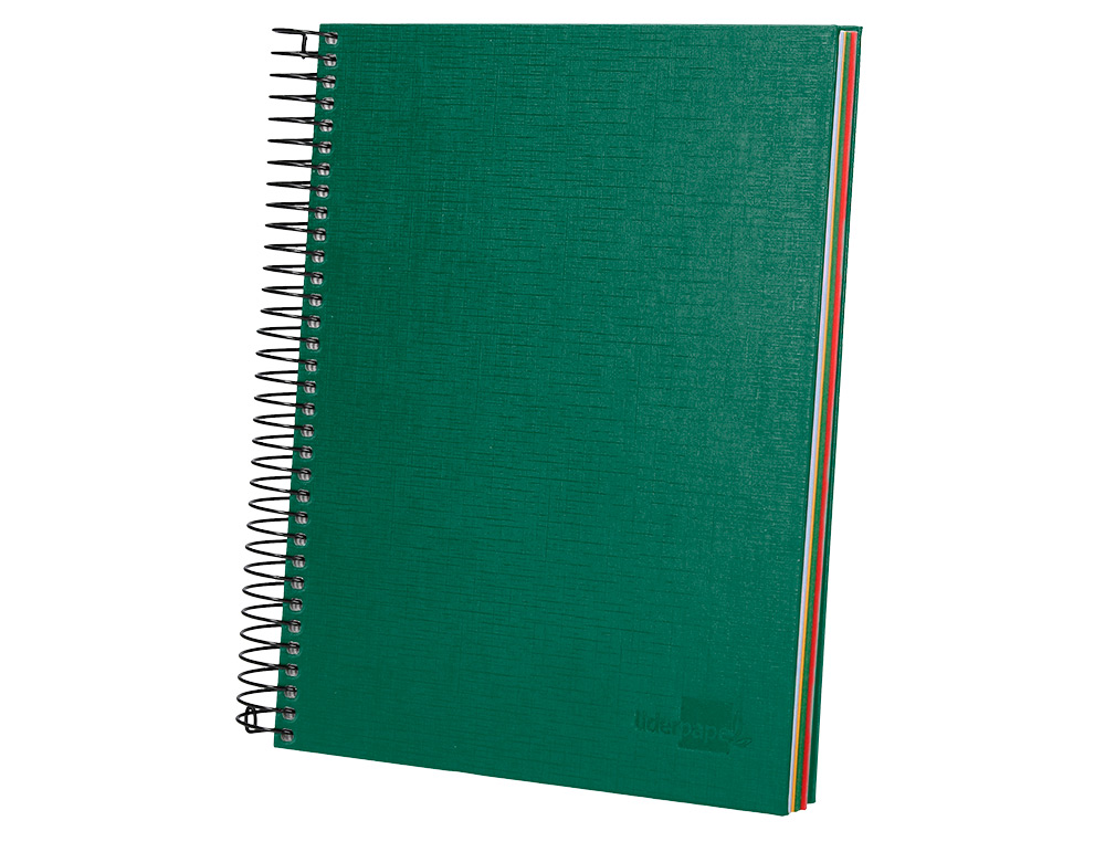 CADERNO ESPIRAL LIDERPAPEL A5 MICRO PAPERCOAT CAPA FORRADA 140 F 75 GR QUADRICULA 5MM 5 BANDAS 6 FUROS VERDE