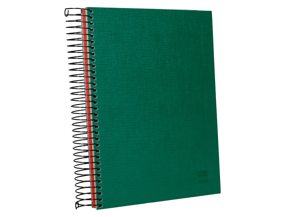 CADERNO ESPIRAL LIDERPAPEL A5 MICRO PAPERCOAT CAPA FORRADA 140 F 75 GR QUADRICULA 5MM 5 BANDAS 6 FUROS VERDE