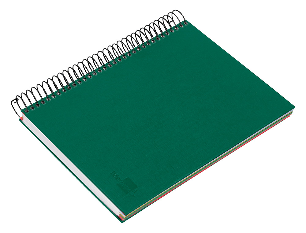 CADERNO ESPIRAL LIDERPAPEL A5 MICRO PAPERCOAT CAPA FORRADA 140 F 75 GR QUADRICULA 5MM 5 BANDAS 6 FUROS VERDE