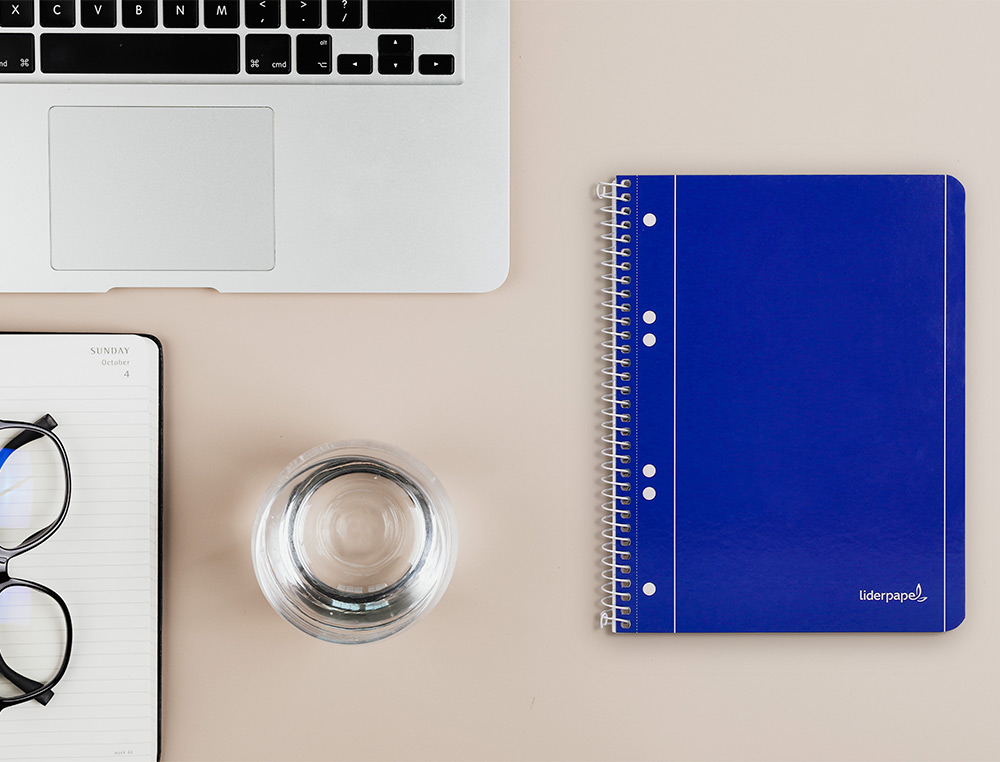 CADERNO ESPIRAL LIDERPAPEL CAPA AZUL MICRO 80 F DIN A5 PAUTADO