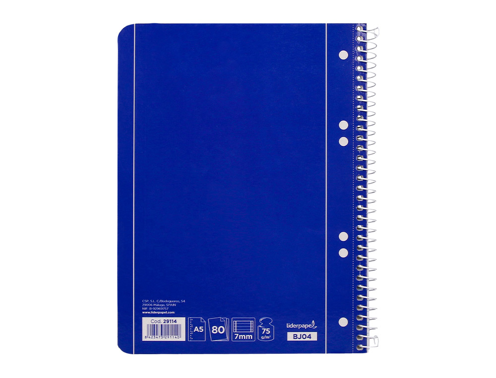 CADERNO ESPIRAL LIDERPAPEL CAPA AZUL MICRO 80 F DIN A5 PAUTADO