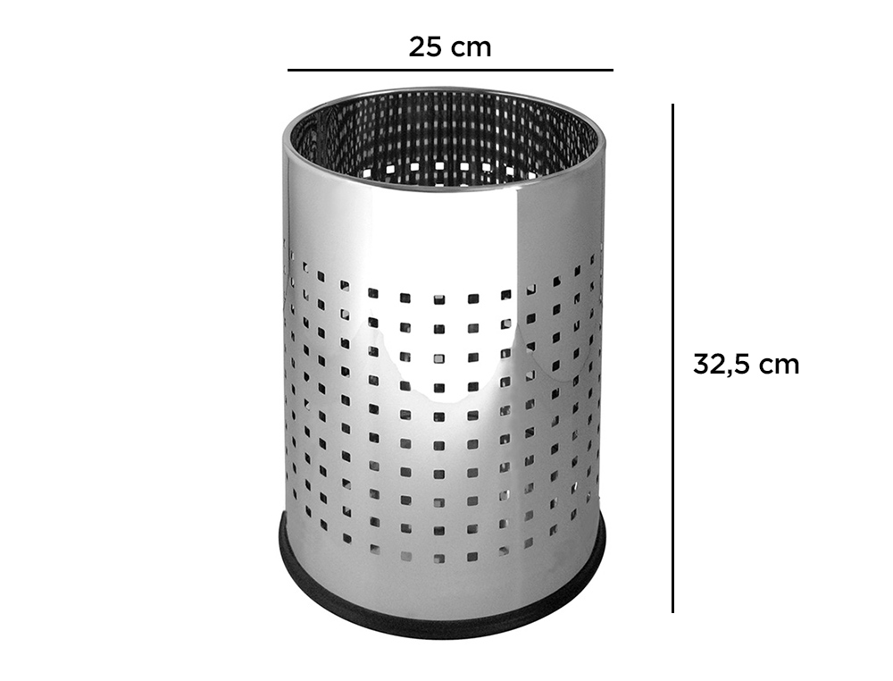 CESTO DE PAPEIS Q-CONNECT METALICO CROMADO CAPACIDADE 12 LITROS 250 X 325 MM