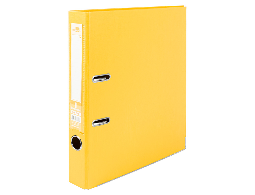PASTA DE ARQUIVO DE ALAVANCA LIDERPAPEL DOCUMENTA PVC DIN A4 LOMBADA 52 MM AMARELA