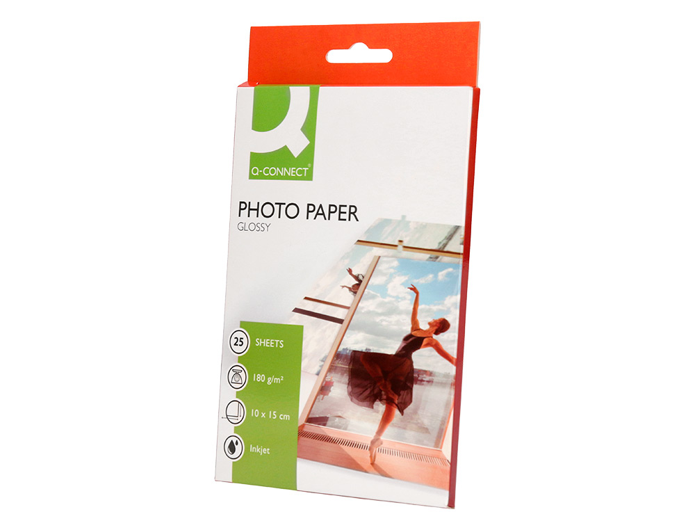 PAPEL FOTOGRAFIA Q-CONNECT GLOSSY -KF01905 -10X15 -DIGITAL PHOTO PARA TINTEIRO BOLSA DE 25 FOLHAS DE 180 GR