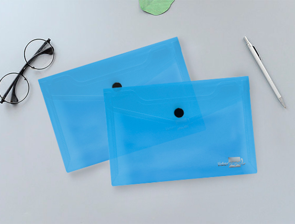 BOLSA PORTA DOCUMENTOS LIDERPAPEL COM MOLA DIN A6 AZUL