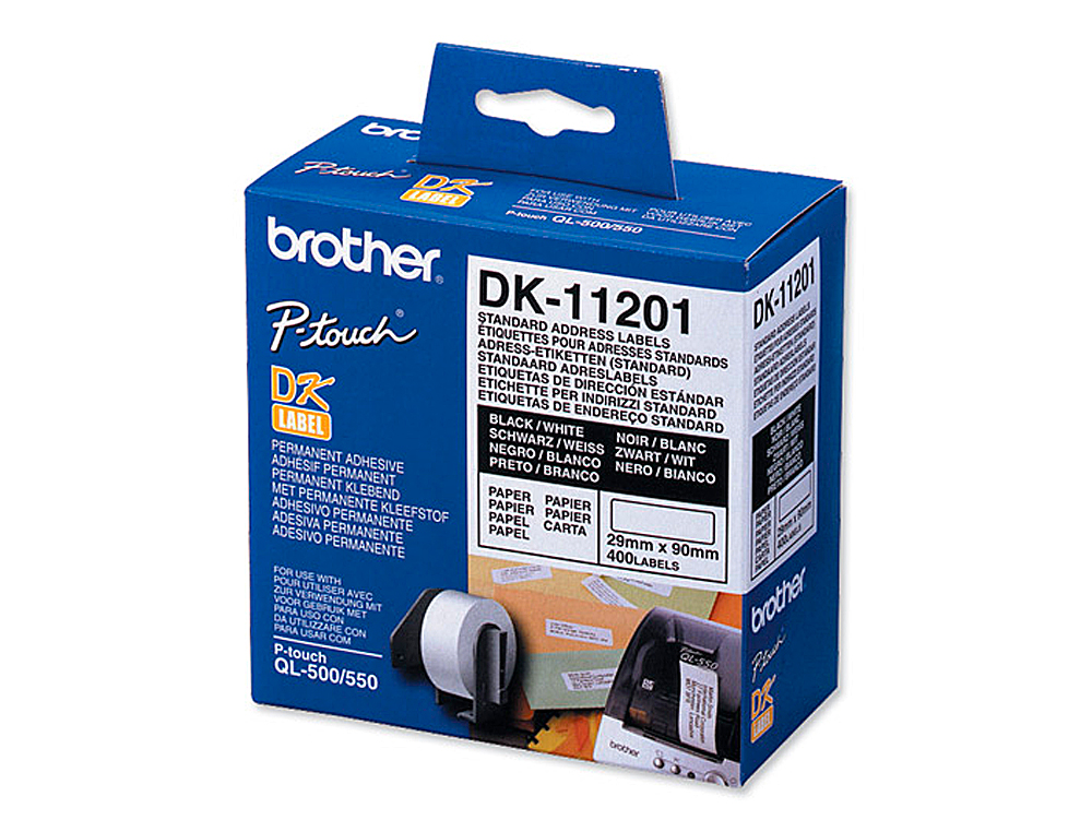 ETIQUETAS PRECORTADAS BROTHER DK11201 BRANCA 29 MM X 90 MM PAPEL TERMICO DIRECAO 400 ETIQUETAS