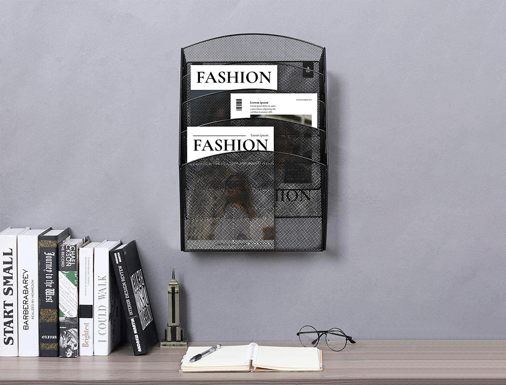 EXPOSITOR MURAL Q-CONNECT DE PAREDE 5 BANDEJAS DIN A4 PRETO 9,3X31,5X44 CM