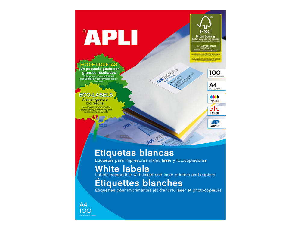 ETIQUETAS ADESIVAS APLI DIN A4 105X29 MM