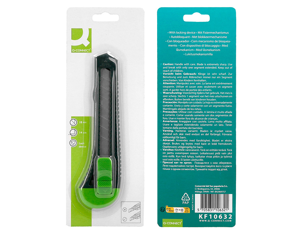 X-ATO Q-CONNECT LARGO DE PLSTICO LAMINA DE ACO 18 MM DE LARGURA COMPRIMENTO 140 MM BLISTER DE 1 UNIDADE