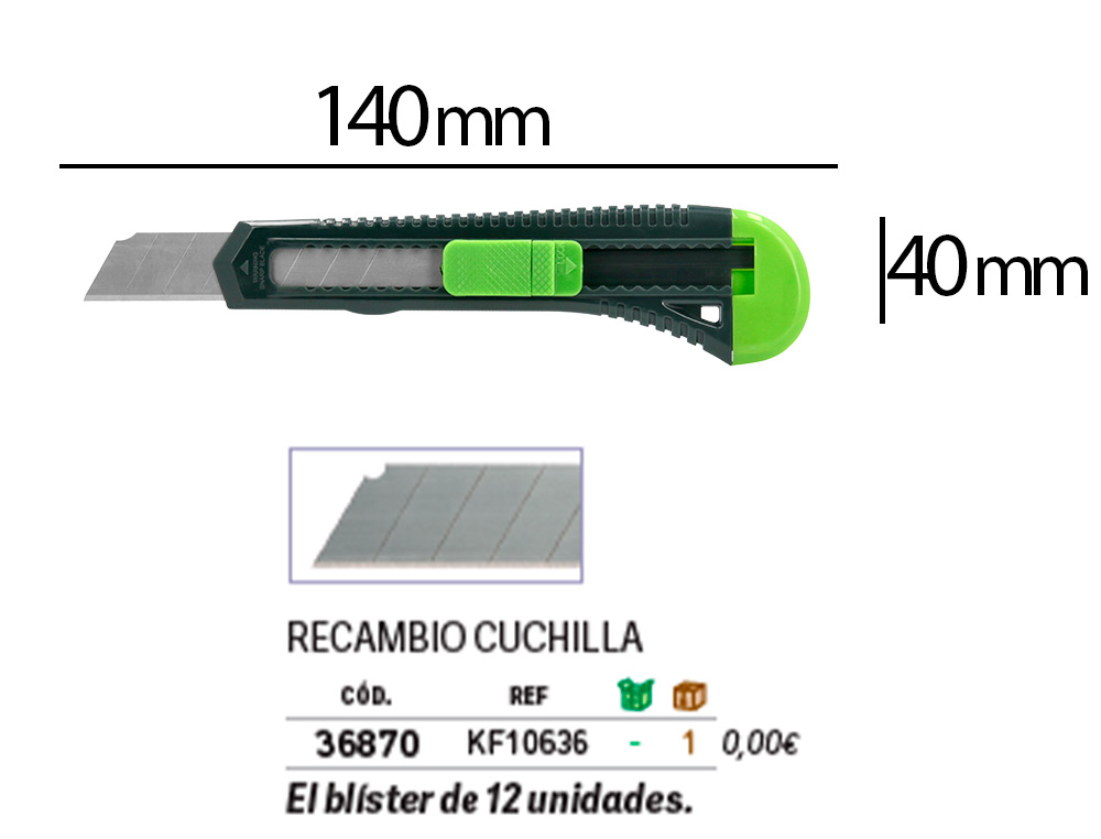 X-ATO Q-CONNECT LARGO DE PLSTICO LAMINA DE ACO 18 MM DE LARGURA COMPRIMENTO 140 MM BLISTER DE 1 UNIDADE