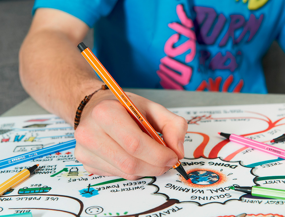 MARCADOR STABILO AGUARELAVEL PEN 68 AZUL MARINHO ULTRAMAR 1 MM