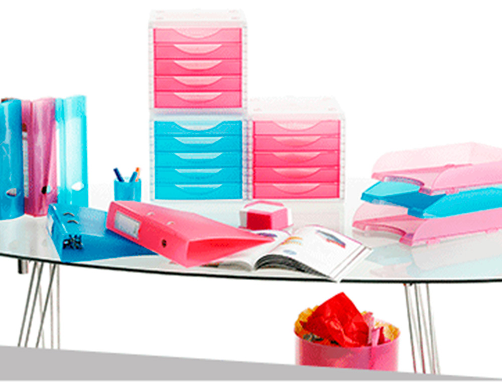 BLOCO CLASSIFICADOR DE SECRETARIA LIDERPAPEL EMPILHAVEIS 5 GAVETAS VERDE KIWI TRANSLUCIDO 340X270X255 MM