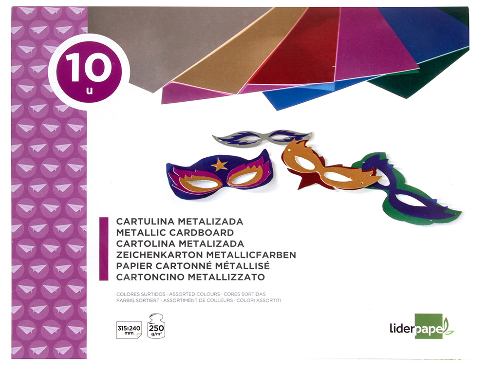 BLOCO TRABALHOS MANUAIS LIDERPAPEL CARTOLINA METALIZADA 210X297 MM 10 F 250GR CORES SORTIDAS