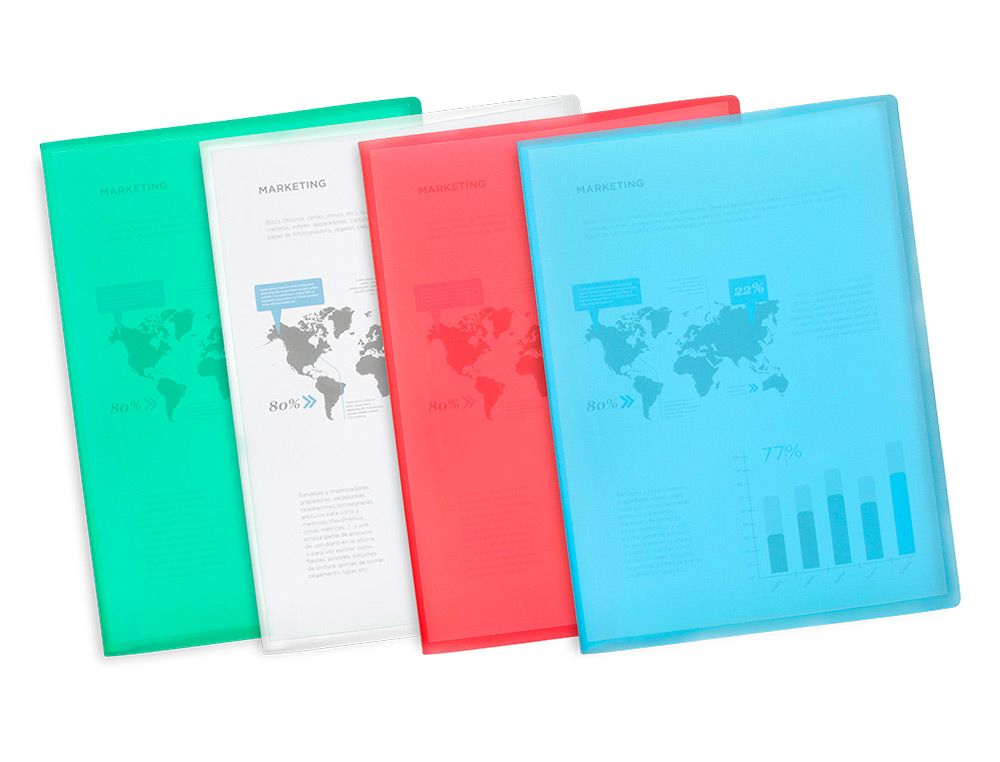 CAPA CATALOGO LIDERPAPEL 40 BOLSAS POLIPROPILENO DIN A4 TRASLUCIDA AZUL FROSTY