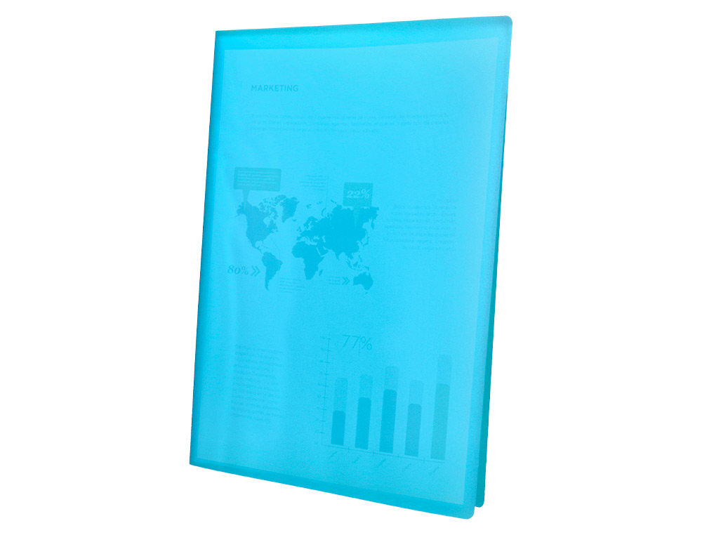 CAPA CATALOGO LIDERPAPEL 40 BOLSAS POLIPROPILENO DIN A4 TRASLUCIDA AZUL FROSTY