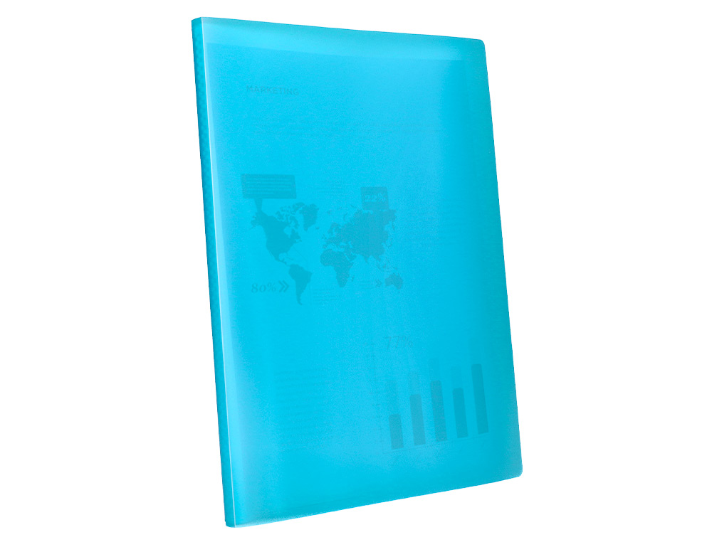 CAPA CATALOGO LIDERPAPEL 40 BOLSAS POLIPROPILENO DIN A4 TRASLUCIDA AZUL FROSTY