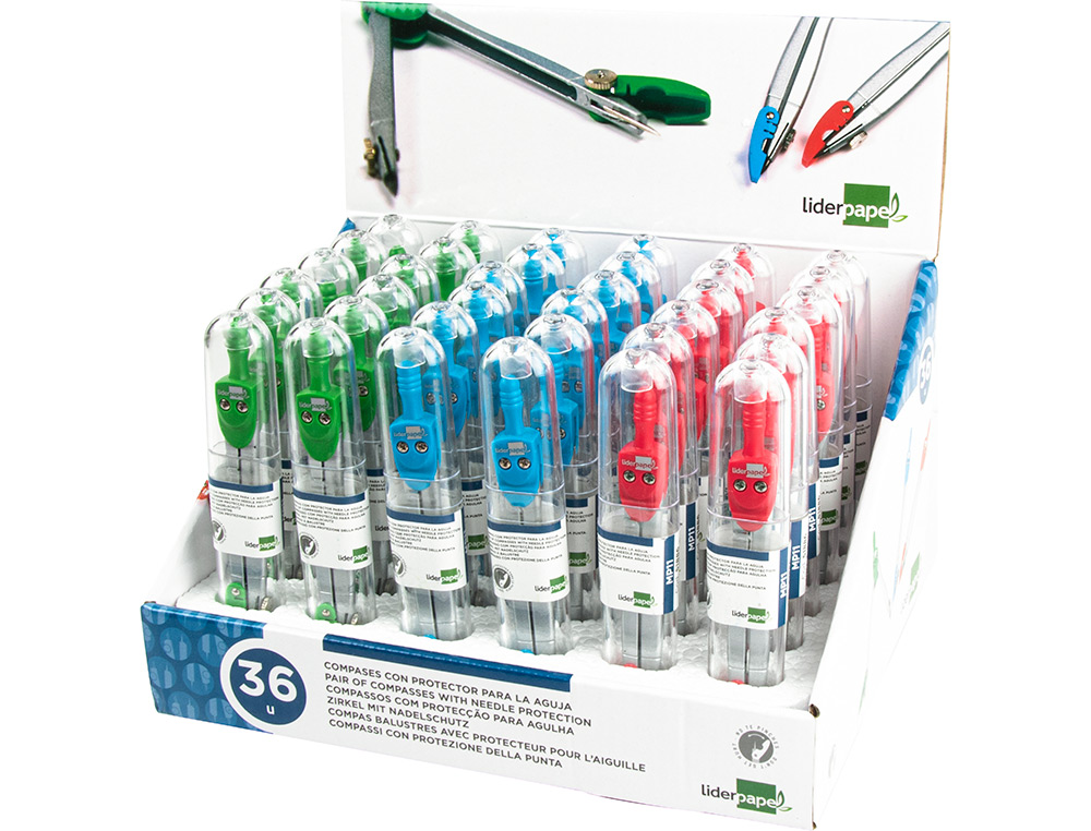 COMPASSO LIDERPAPEL MK-1 COM PROTETOR DE PONTA CORES SORTIDAS