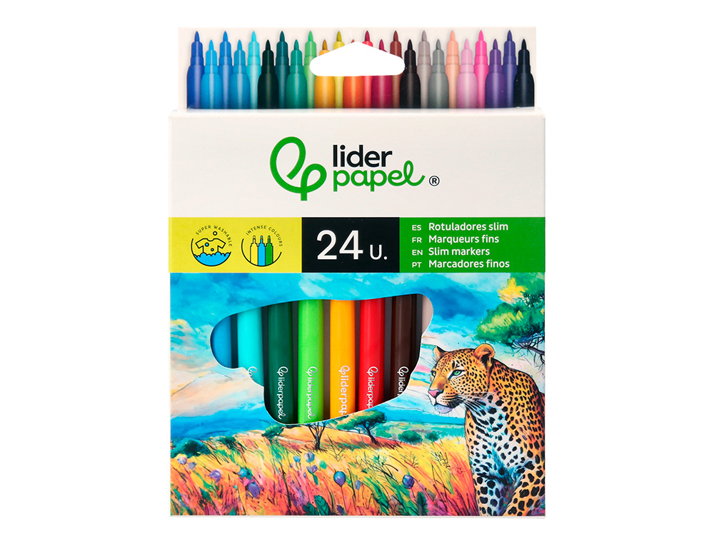 MARCADOR LIDERPAPEL FELTRO SLIM CAIXA 24 CORES