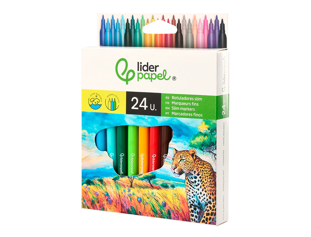 MARCADOR LIDERPAPEL FELTRO SLIM CAIXA 24 CORES