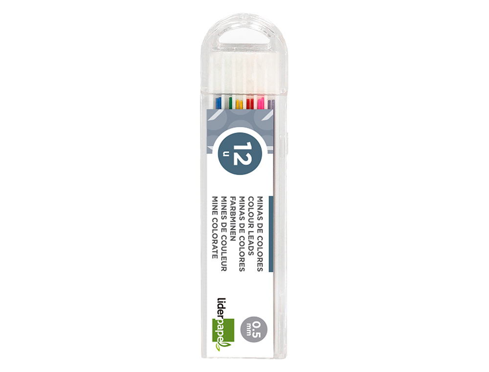 MINAS LIDERPAPEL CORES SORTIDAS DE 0.5 MM ESTOJO DE 12 MINAS