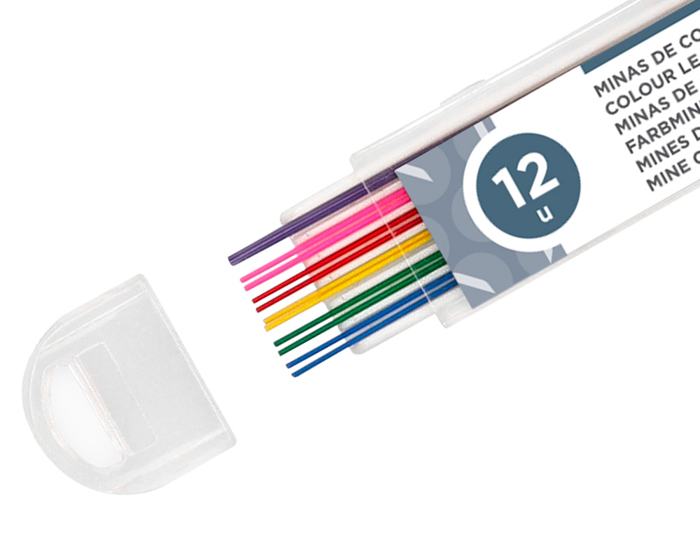 MINAS LIDERPAPEL CORES SORTIDAS DE 0.5 MM ESTOJO DE 12 MINAS