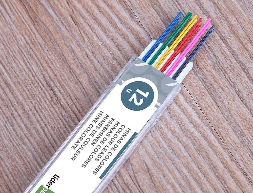 MINAS LIDERPAPEL CORES SORTIDAS DE 0.5 MM ESTOJO DE 12 MINAS