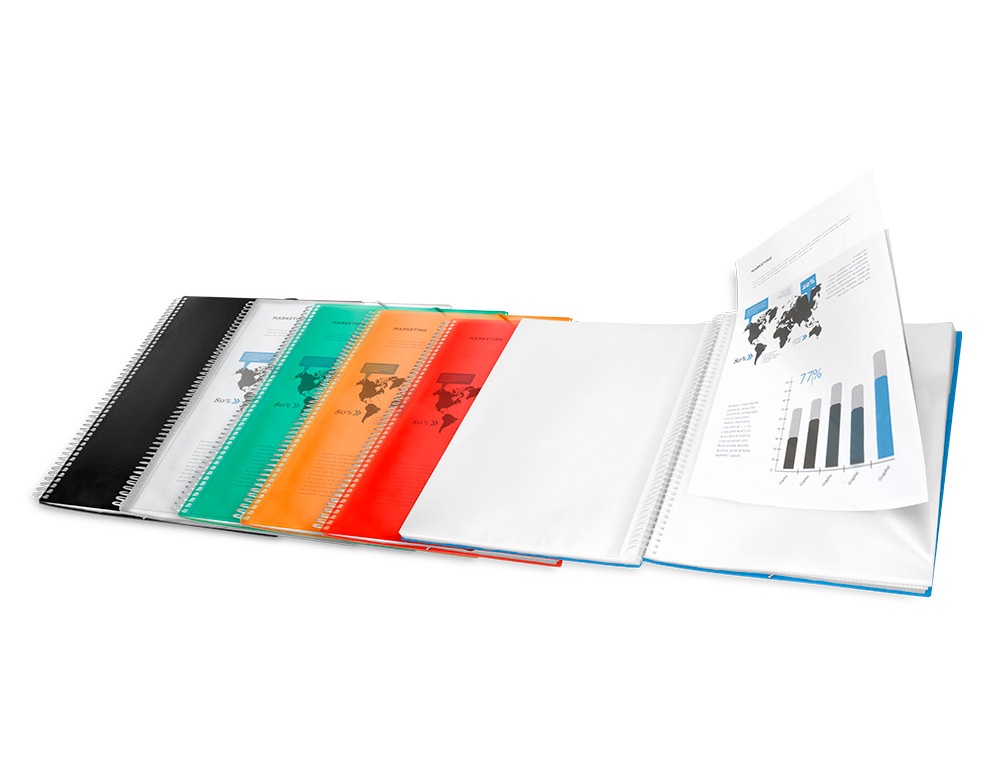 CAPA CATALOGO LIDERPAPEL COM ESPIRAL 40 BOLSAS POLIPROPILENO DIN A4 VERDE