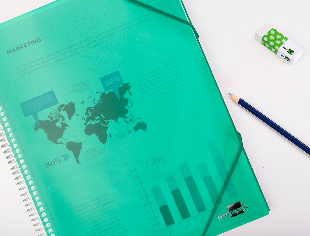 CAPA CATALOGO LIDERPAPEL COM ESPIRAL 40 BOLSAS POLIPROPILENO DIN A4 VERDE