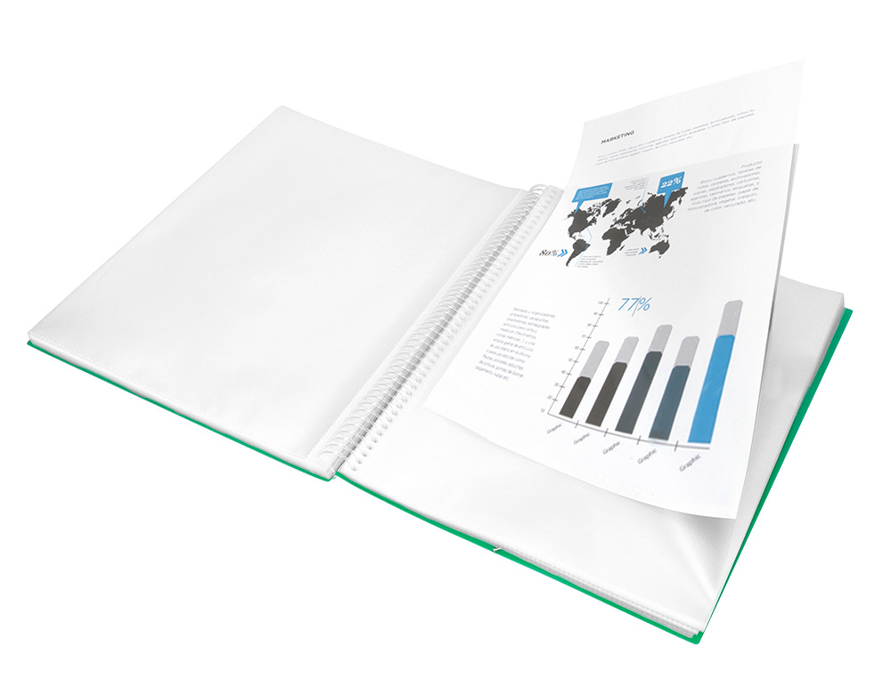 CAPA CATALOGO LIDERPAPEL COM ESPIRAL 40 BOLSAS POLIPROPILENO DIN A4 VERDE
