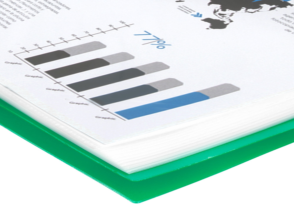 CAPA CATALOGO LIDERPAPEL COM ESPIRAL 40 BOLSAS POLIPROPILENO DIN A4 VERDE