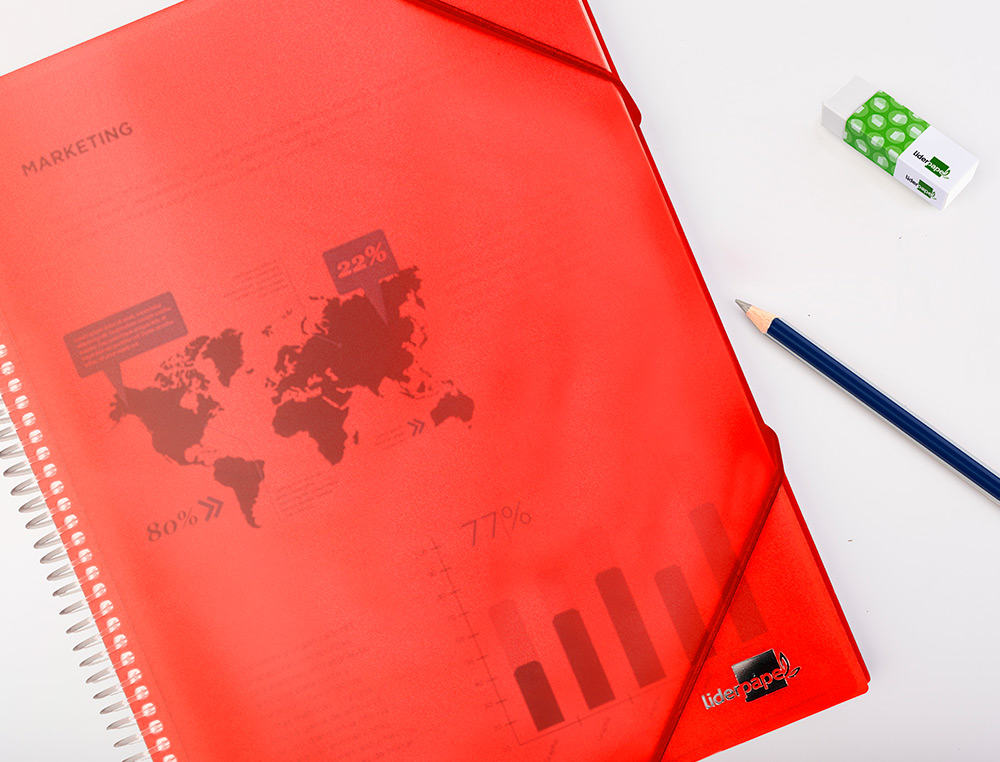 CAPA CATALOGO LIDERPAPEL COM ESPIRAL 80 BOLSAS POLIPROPILENO DIN A4 VERMELHO