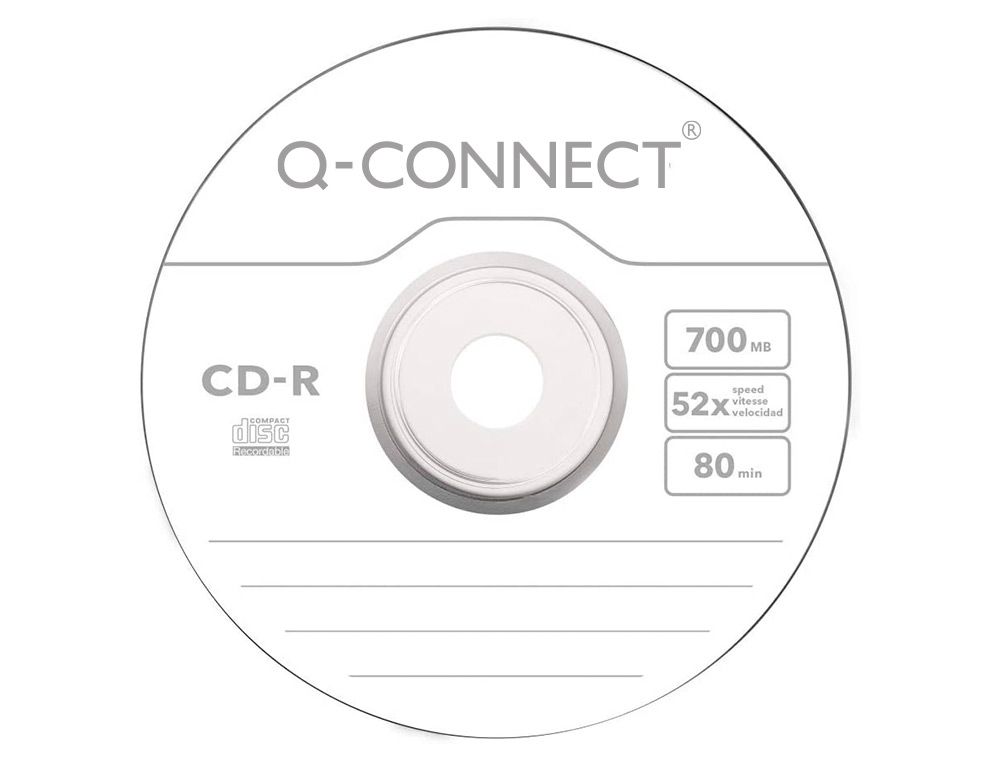 CD-R Q-CONNECT CAPACIDADE 700MB DURACAO 80MIN VELOCIDADE 52X TORRE DE 50 UNIDADES