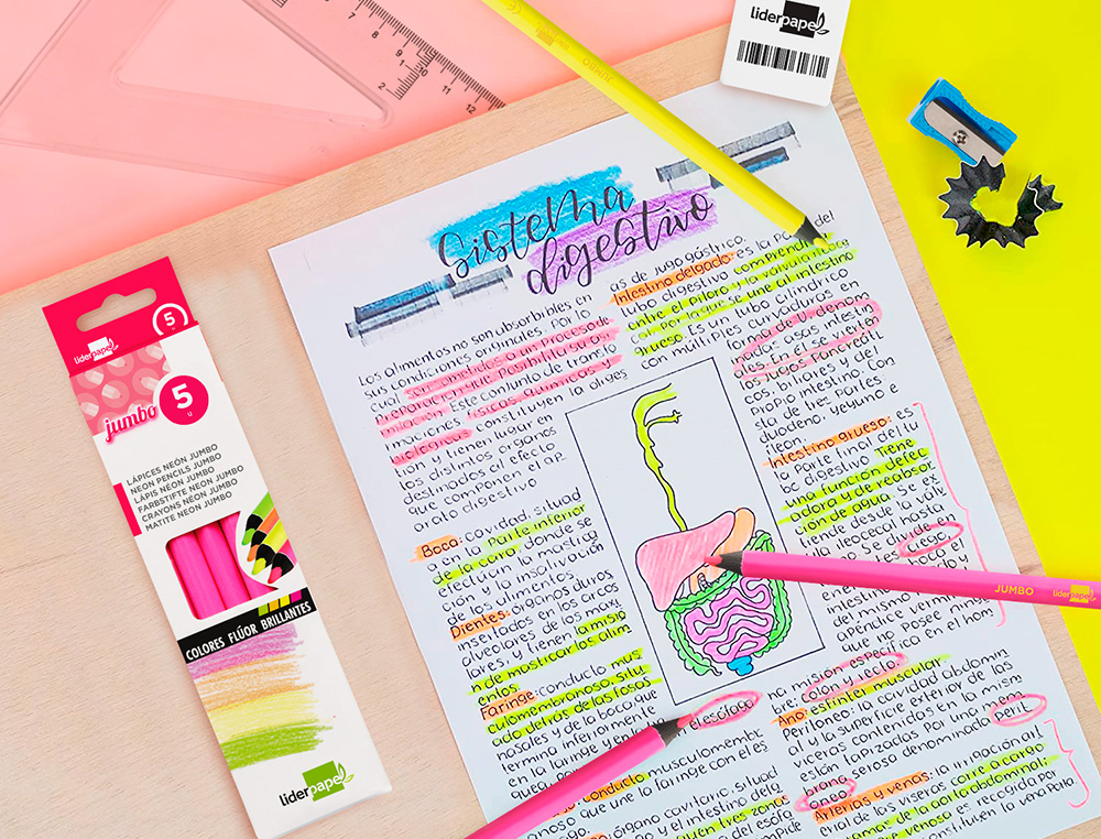 LAPIS DE CORES LIDERPAPEL JUMBO NEON ROSA