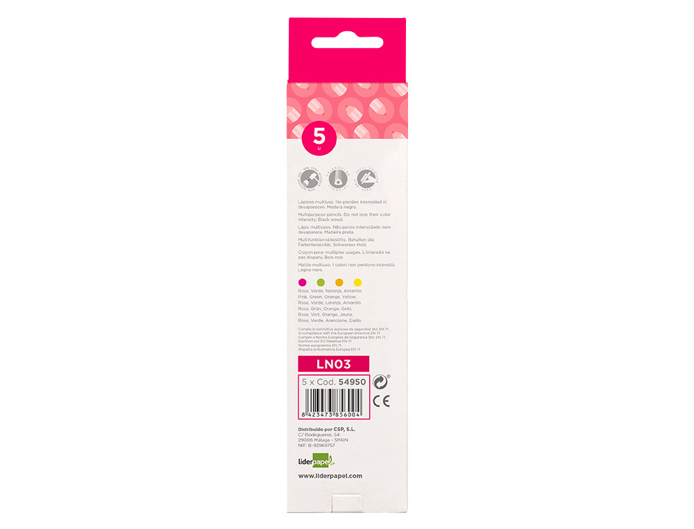 LAPIS DE CORES LIDERPAPEL JUMBO NEON ROSA