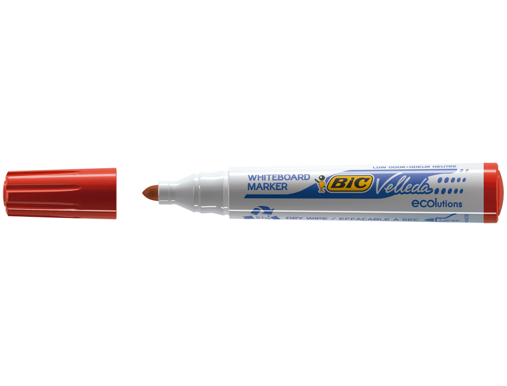 MARCADOR BIC VELLEDA PARA QUADRO BRANCO COR VERMELHO PONTA REDONDA 1,3 MM