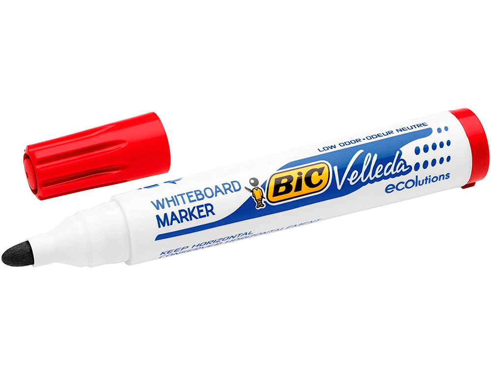 MARCADOR BIC VELLEDA PARA QUADRO BRANCO COR VERMELHO PONTA REDONDA 1,3 MM