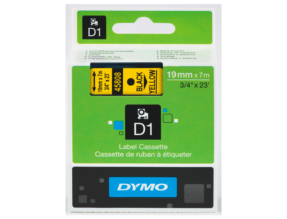 FITA DYMO PRETO AMARELO 9 MM X 7 MT D1