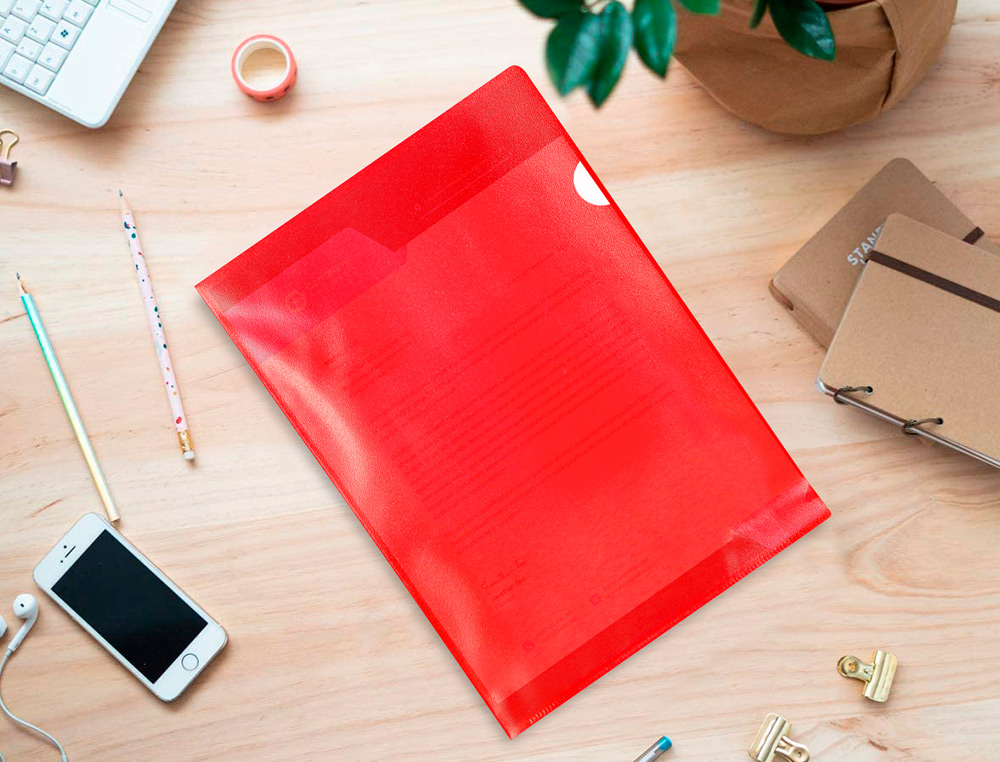 BOLSA DOSSIER Q-CONNECT EM PLASTICO DIN A4 120 MICRONS CORES SORTIDAS CAIXA DE 100 UNIDADES