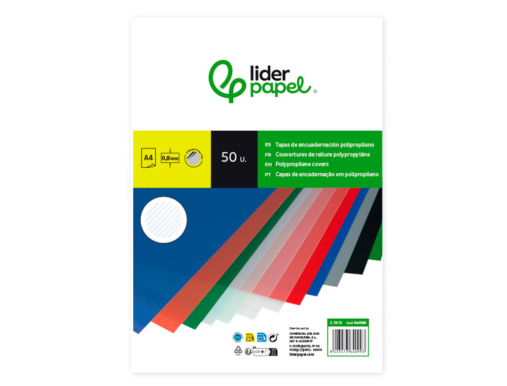 CAPA DE ENCADERNACAO LIDERPAPEL POLIPROPILENO ONDULADO DIN A4 0.8 MM PACK DE 50 UNIDADES