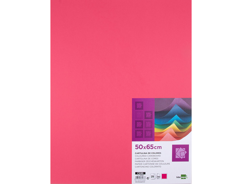 CARTOLINA LIDERPAPEL 50X65 CM 240 GR FUCSIA PACK DE 25 UNIDADES
