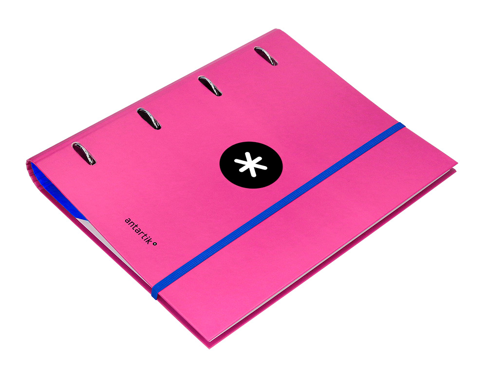 PASTA ANTARTIK COM RECARGA E ABA DIN A4 QUADRICULA 5MM FORRADA 4 ANEIS 40MM COR ROSA