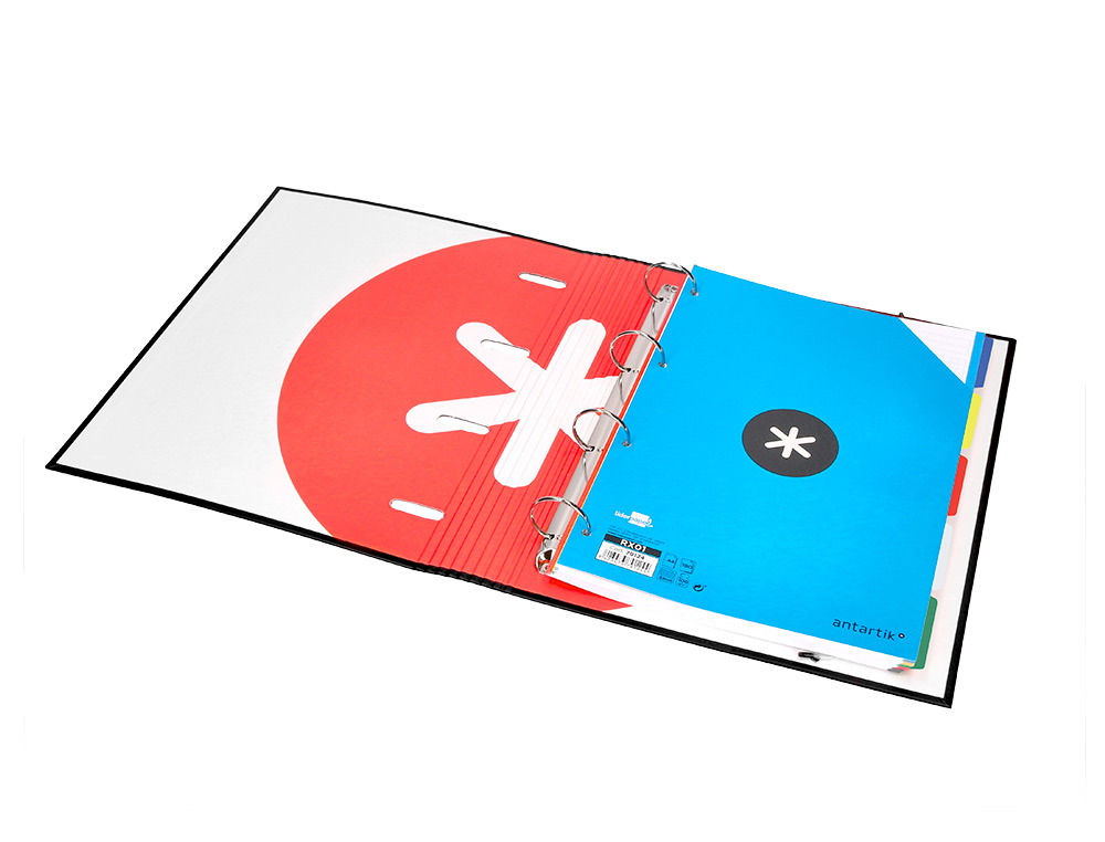 PASTA ANTARTIK COM RECARGA E ABA DIN A4 QUADRICULA 5MM FORRADA 4 ANEIS 40MM COR PRETA