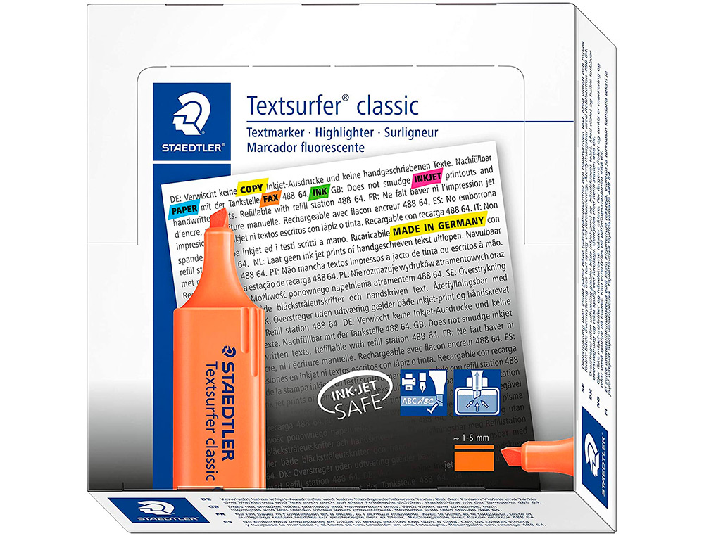 MARCADOR STAEDTLER TEXTSURFER CLASSIC 364 FLUORESCENTE LARANJA